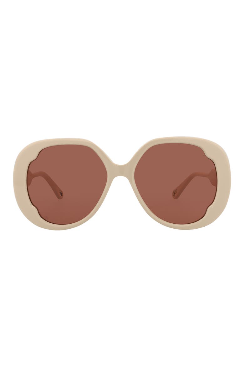 56mm Oval Sunglasses, Main, color, IVORY IVORY BROWN