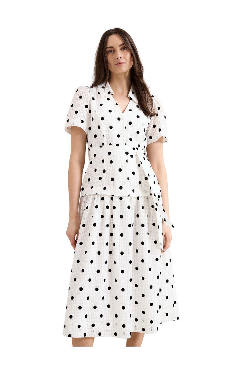 Adele Short Sleeve Midi Dress, Main, color, Black/Ivory
