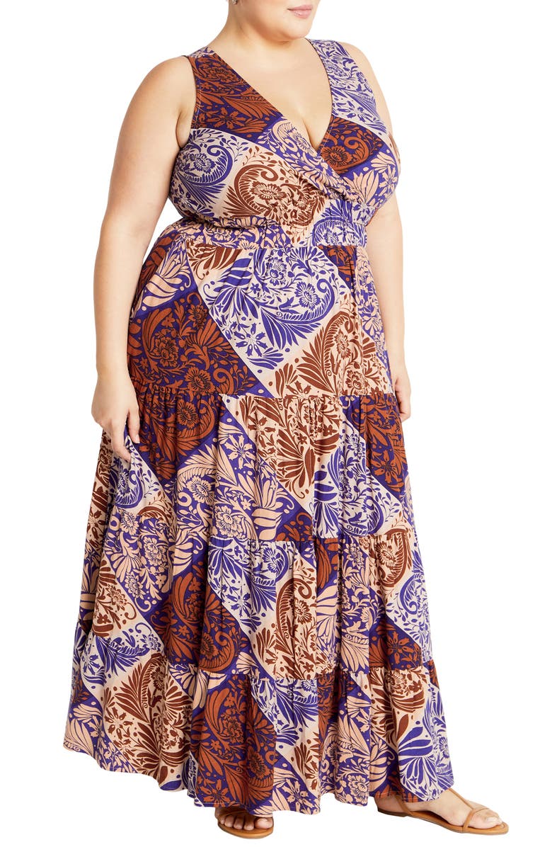 City Chic Becca Print Sleeveless Maxi Dress, Alternate, color, Print