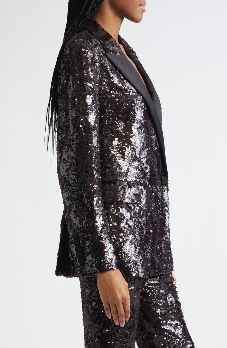 Veronica Beard Sevyn Sequin Double Breasted Dickey Evening Jacket, Alternate, color, Dark Currant