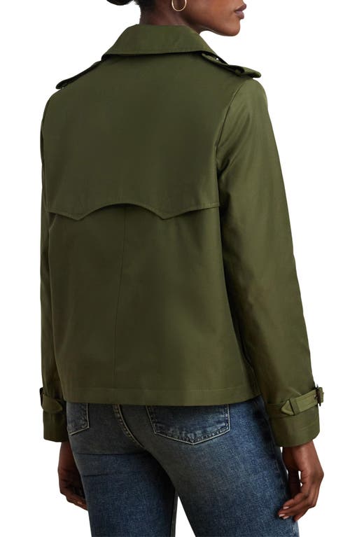 Ralph Lauren Lauren Crop Cotton Blend Trench Coat In Olive Grove