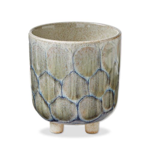 Tag Oceania Light Blue Ceramic Footed Planter For Home Decor In Neutral