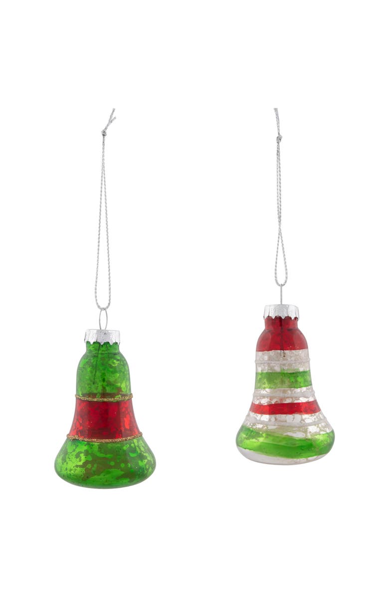 Northlight Retro Reflector 2-Finish Christmas Glass Ornaments - 3.25" - Green and Red - 9ct, Alternate, color, Silver