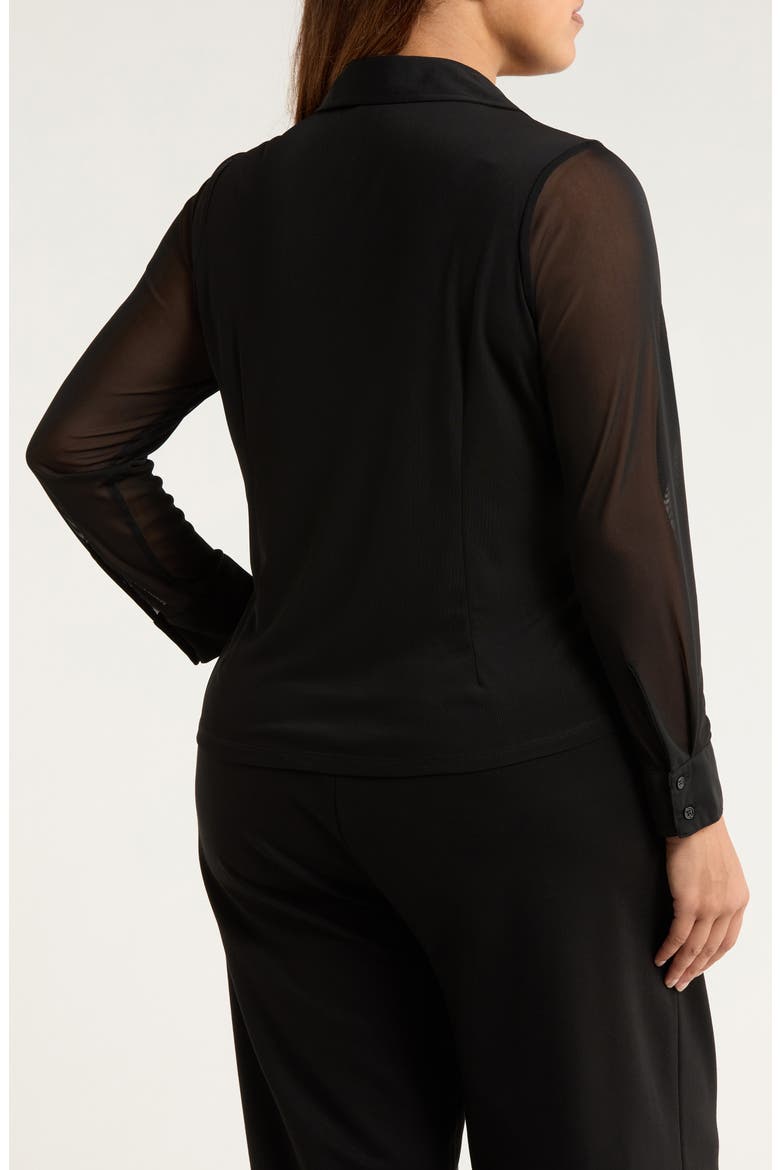 Mesh Button-Up Shirt, Alternate, color, BLACK