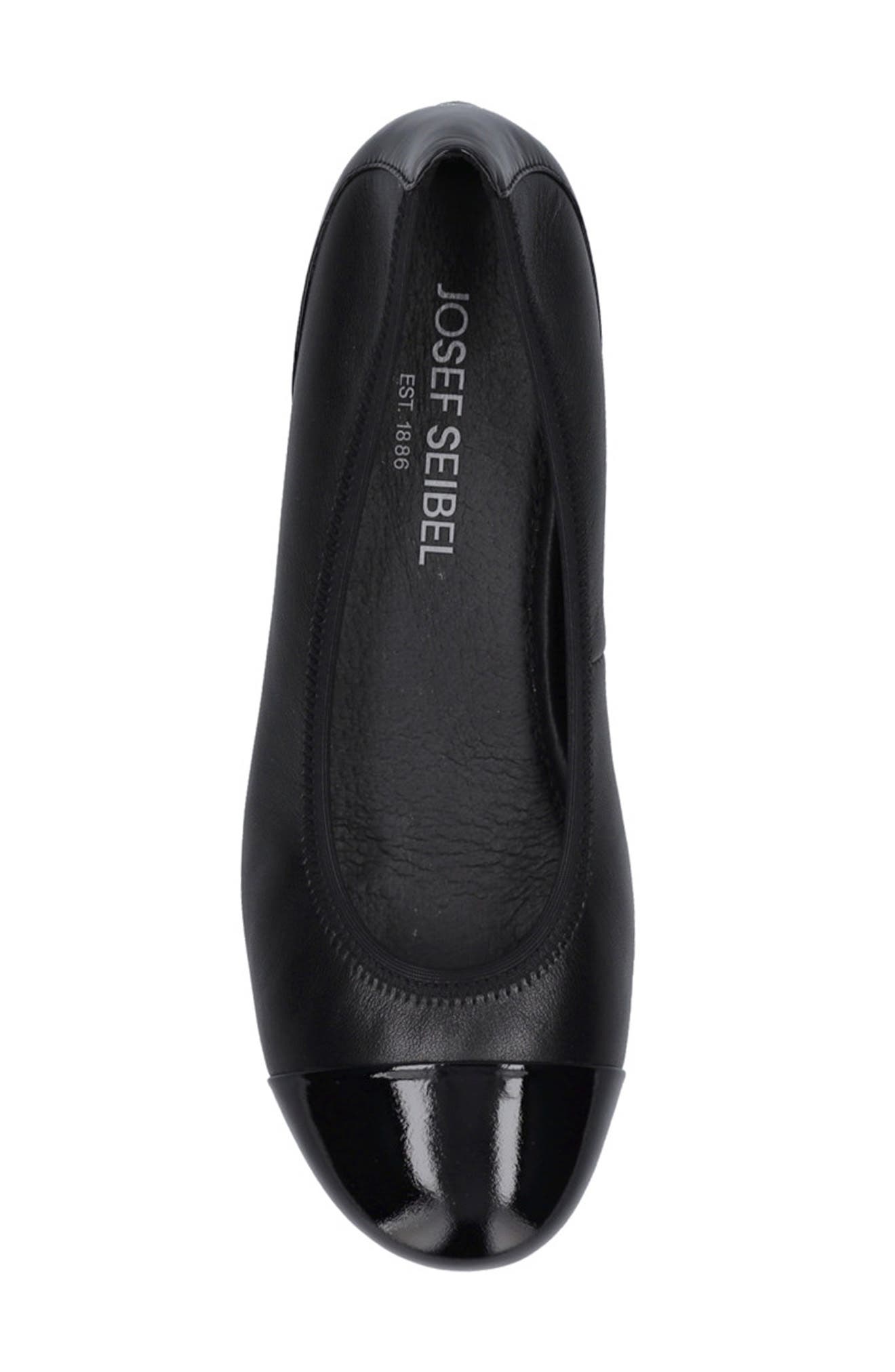 Josef Seibel Florina Cap Toe Flat, Alternate, color, Blackpat