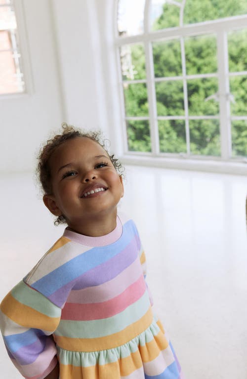 Next Kids' Stripe Long Sleeve Drop Waist Dress In Multi