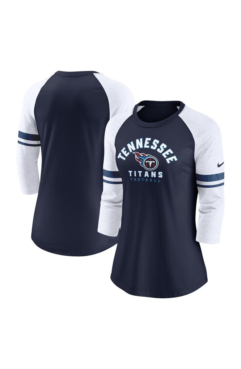 Nike Women's Nike Navy Tennessee Titans 3/4-Sleeve Lightweight Raglan Fashion T-Shirt, Alternate, color,