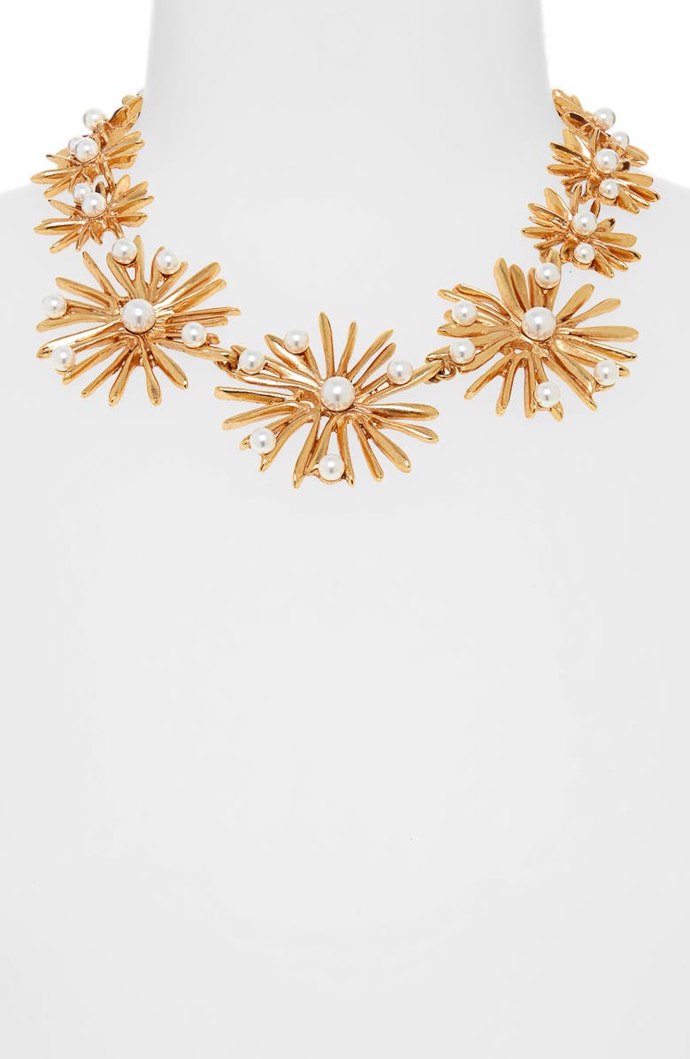 Oscar de la Renta Imitation Pearl Starburst Collar Necklace, Alternate, color, 