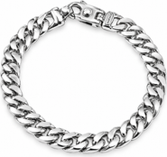 Bliss Diamond Braccio Men's 36 Gram Cuban Link Solid Silver Bracelet 8.5"