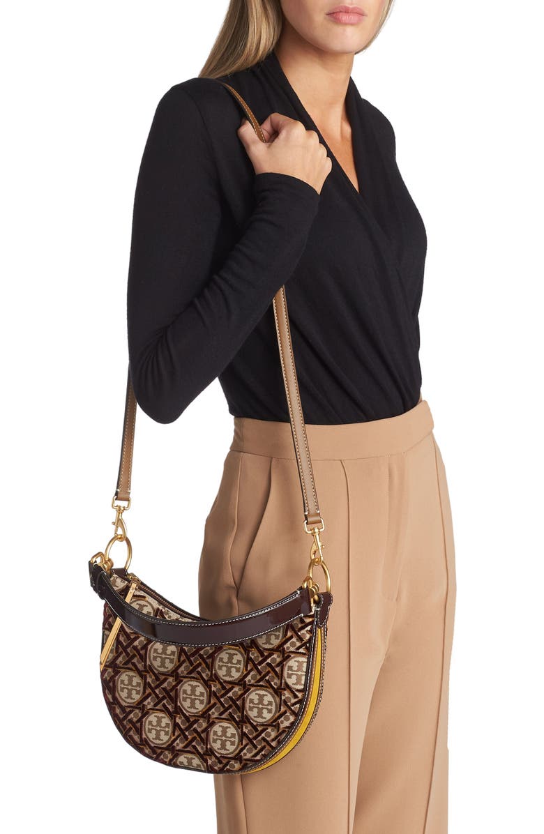 Tory Burch T Monogram Fil Coupé Crescent Shoulder Bag, Alternate, color,