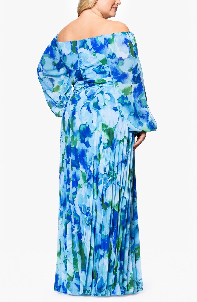 Xscape Evenings Floral Off the Shoulder Long Sleeve Gown, Alternate, color, 