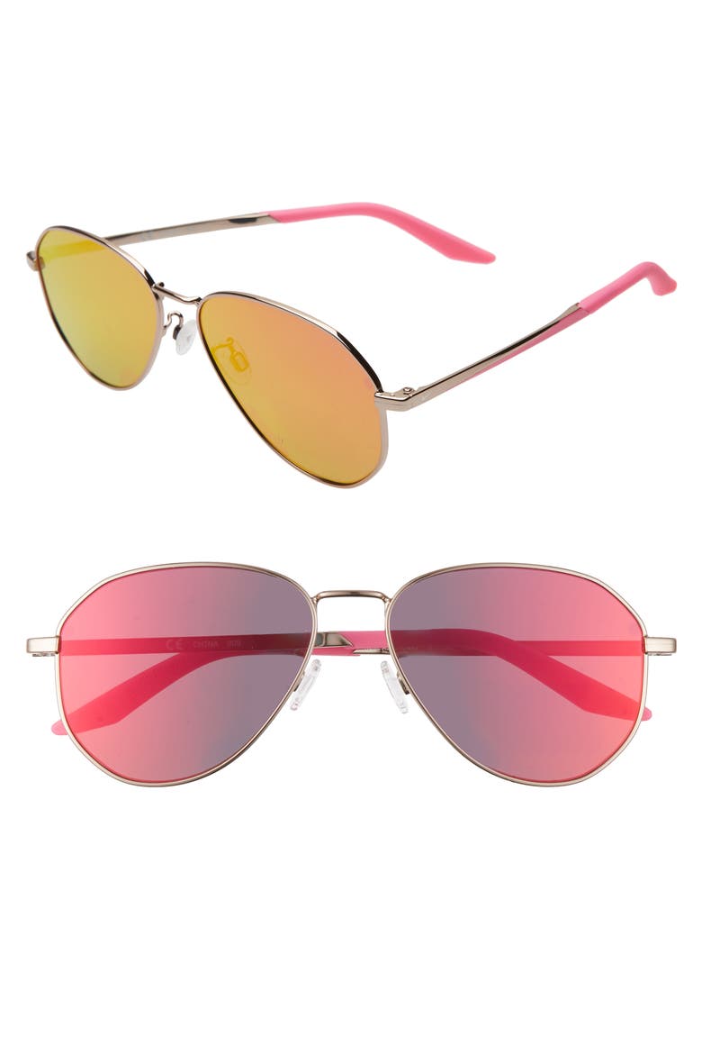 Ascendant 57mm Mirrored Aviator Sunglasses, Main, color, ROSE GOLD/ PINK/ CRIMSON MIRR