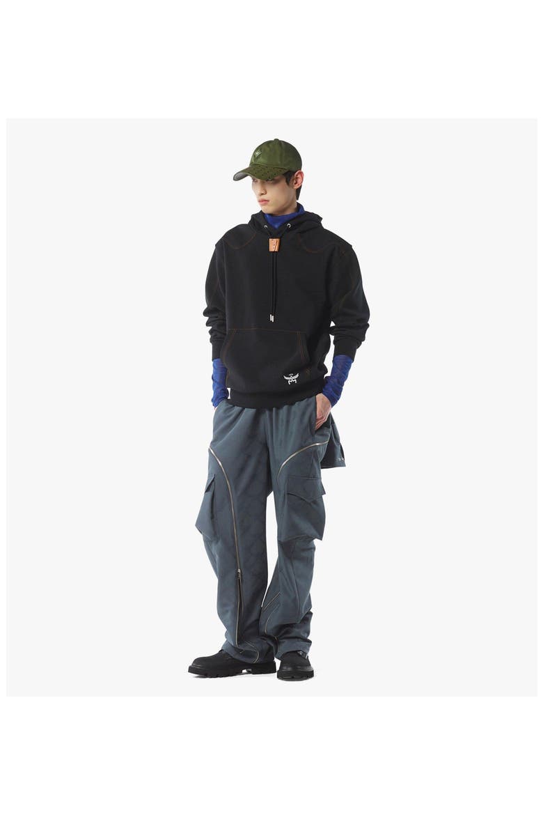 Logo Stitch Ponte Hoodie, Alternate, color, Black