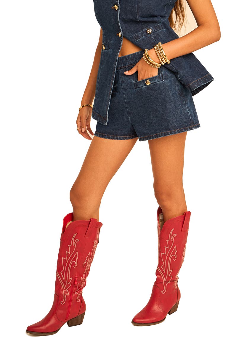 Welt Pocket Denim Shorts, Alternate, color, DENIM