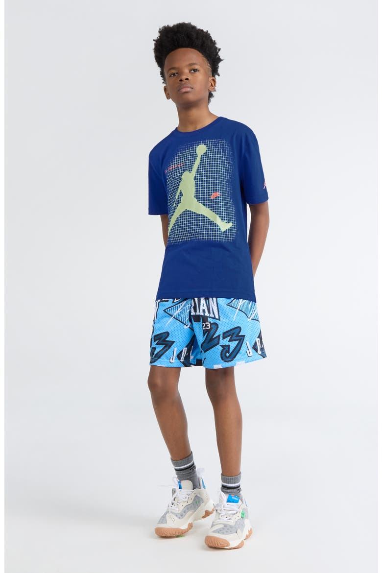 Kids' Jumpman Grid Blur T-Shirt, Alternate, color, GAME ROYAL
