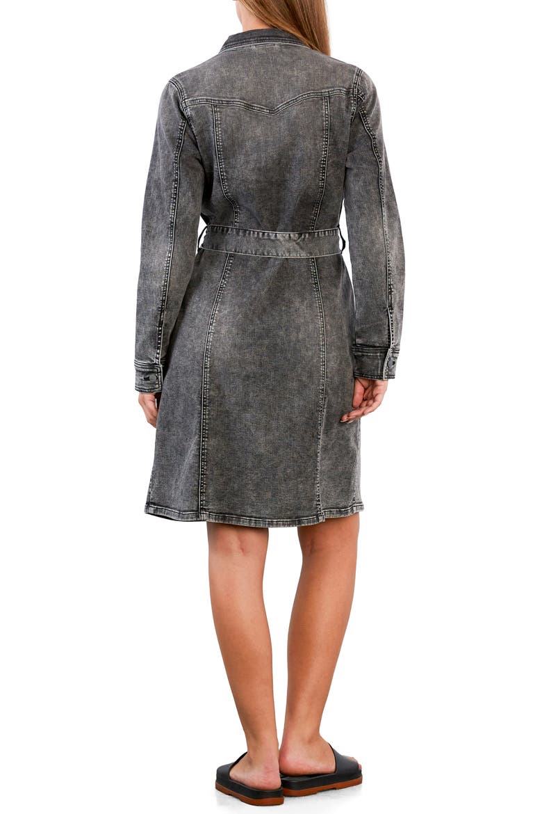 Eleanor Belted Denim Shirtdress, Alternate, color, GREY MOON