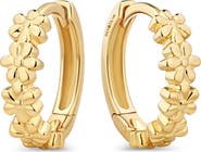 DEVATA Daisy Flower Hoop Earrings in 14K Gold