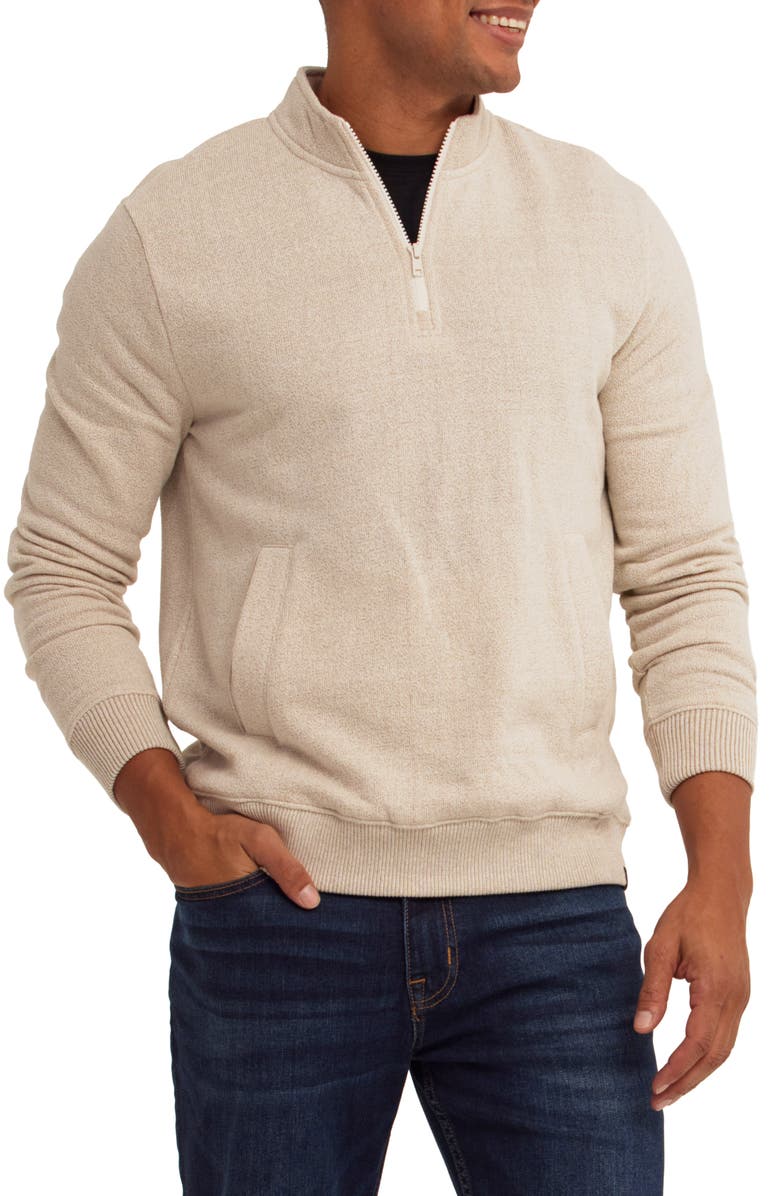 Threads 4 Thought Greg Eco Fleece Quarter Zip, Main, color, Bone