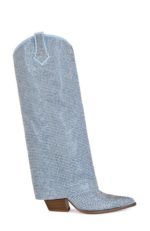 Azalea Wang Banian Denim Knee High Boot In Blue