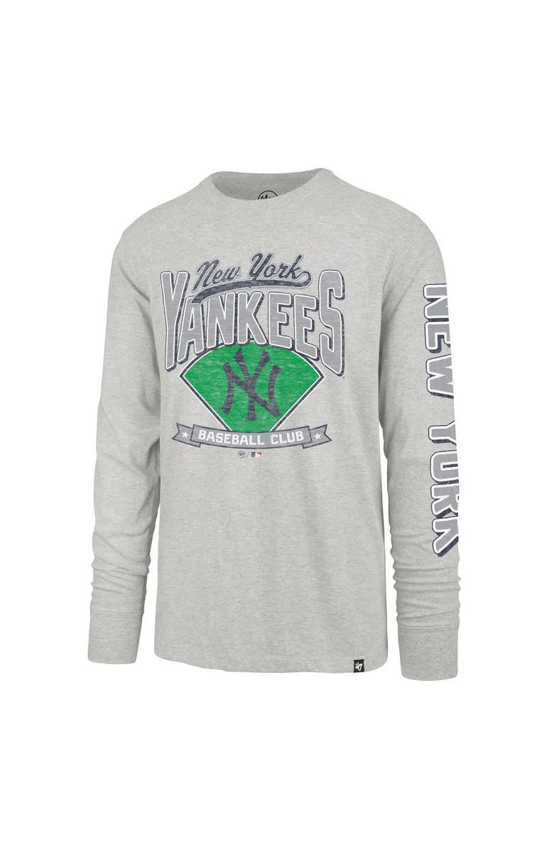 '47 Men's '47 Gray New York Yankees Big & Tall Distressed Franklin Long Sleeve T-Shirt, Alternate, color, Gray
