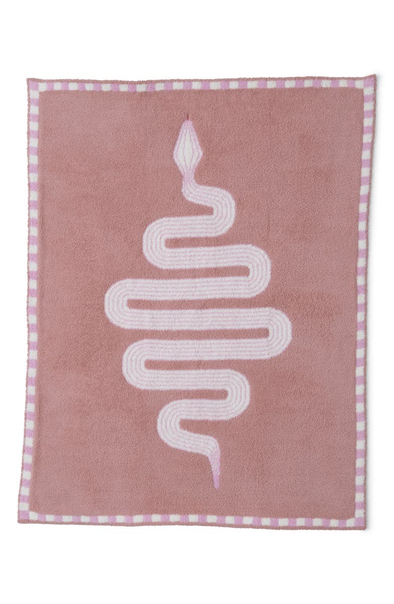 Barefoot Dreams<sup>®</sup> Snake Jacquard CozyChic<sup>®</sup> Stroller Blanket, Main, color, Dusty Coral Multi