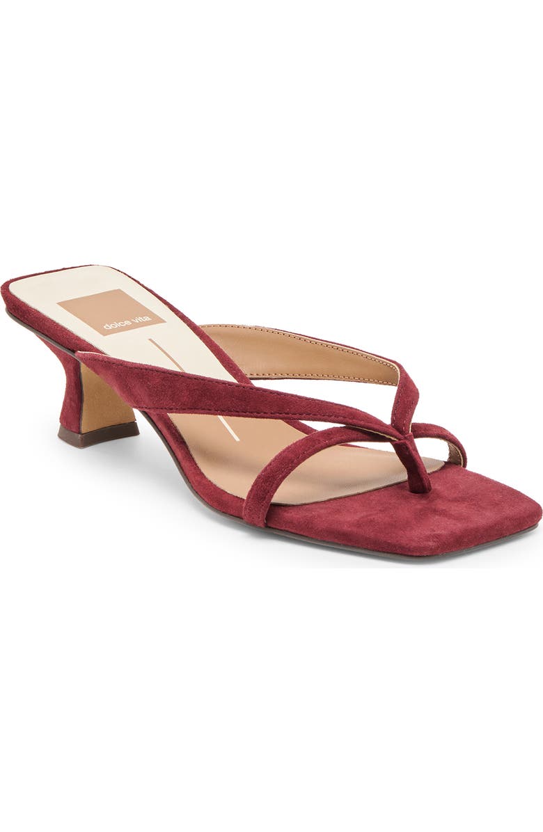 Dolce Vita Brevel Kitten Heel Flip Flop, Main, color, Oxblood Suede