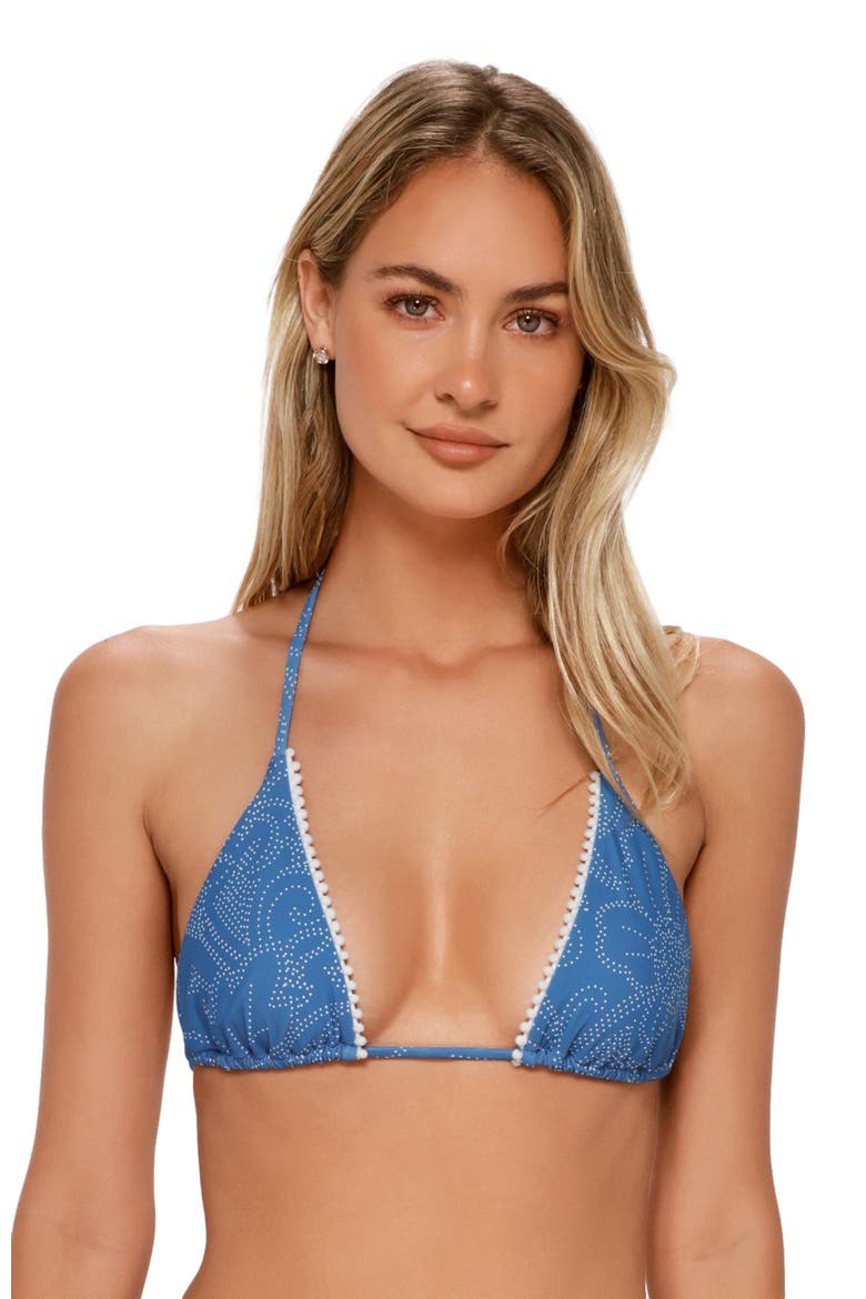 Pom Pom Triangle Bikini Swimsuit Top, Alternate, color, TRAILBLAZER
