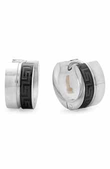 Men's Two-Tone Stainless Steel Huggie Hoop Earrings