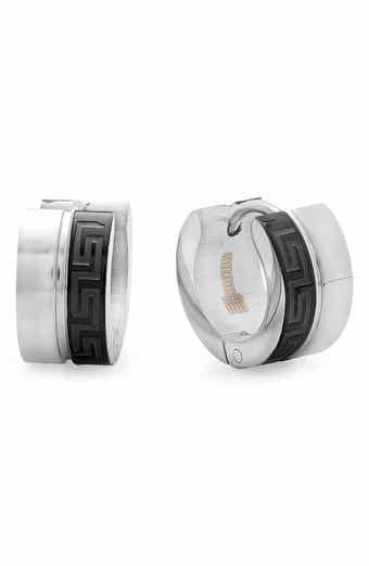 Men's Two-Tone Stainless Steel Huggie Hoop Earrings