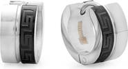 STEELTIME Men's Two-Tone Stainless Steel Huggie Hoop Earrings
