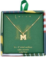 Leith Varsity Font Cubic Zirconia Initial Pendant Necklace