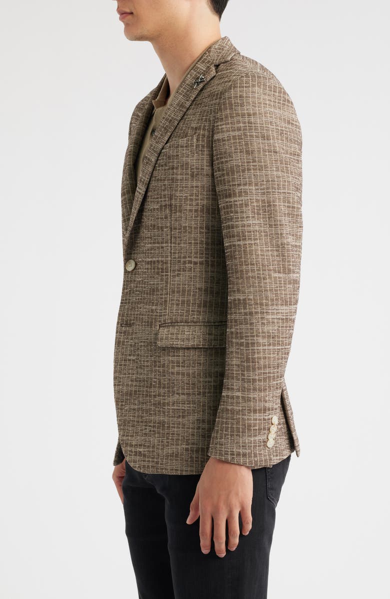 John Varvatos Varick Slim Fit Brown Slub Stripe Knit Sport Coat, Alternate, color, Brown