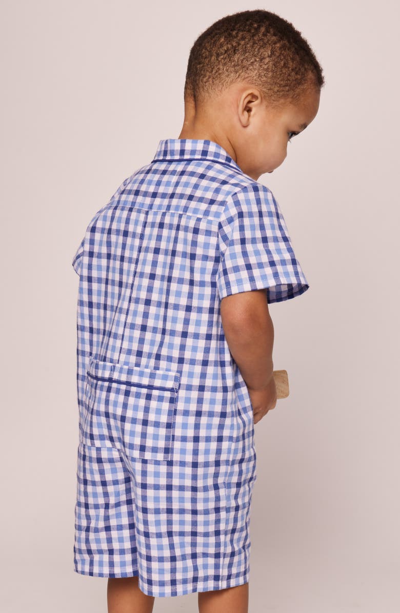 Petite Plume Gingham Summer One-Piece Romper Pajamas, Alternate, color,