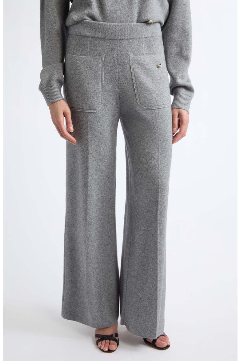 Alina Knit Wool & Cashmere Wide Leg Pants, Main, color, MID-GREY MARL