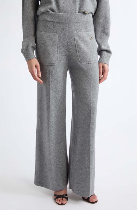 Alina Knit Wool & Cashmere Wide Leg Pants