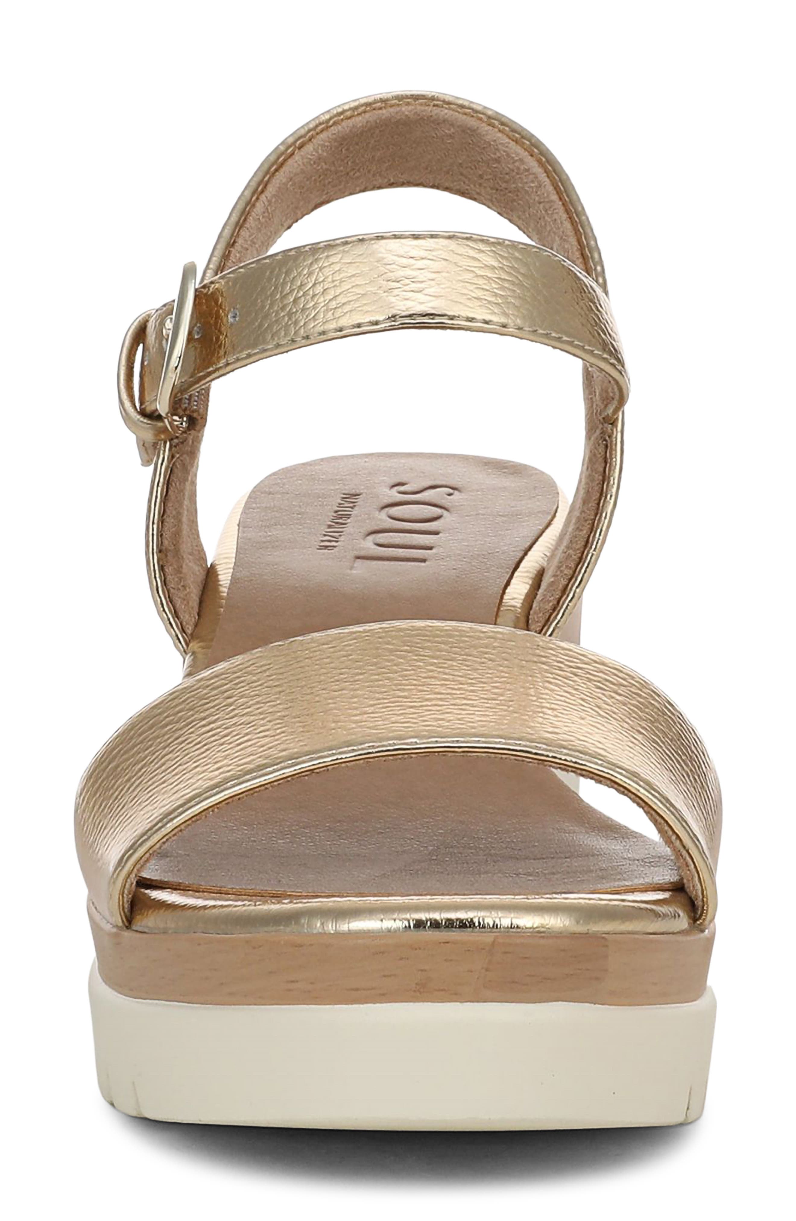 Naturalizer Graciela Wedge Sandal, Alternate, color, Dark Gold Faux Leather