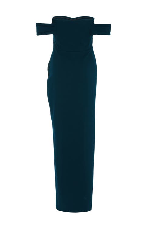 Quiz Scuba Crepe Bardot Wrap Maxi Dress In Navy