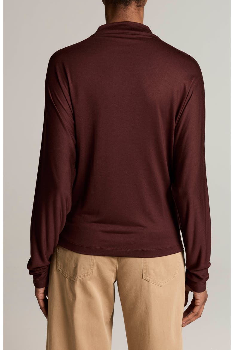 Dolman Sleeve Draped Funnel Neck Top, Alternate, color, CHERRYWOOD