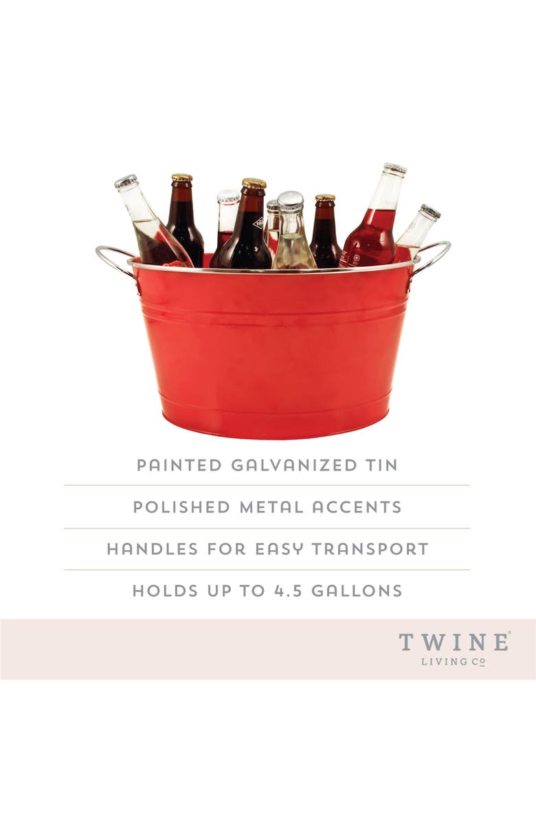 TWINE Big Red Galvanized Metal Beverage Tub, Alternate, color, Red