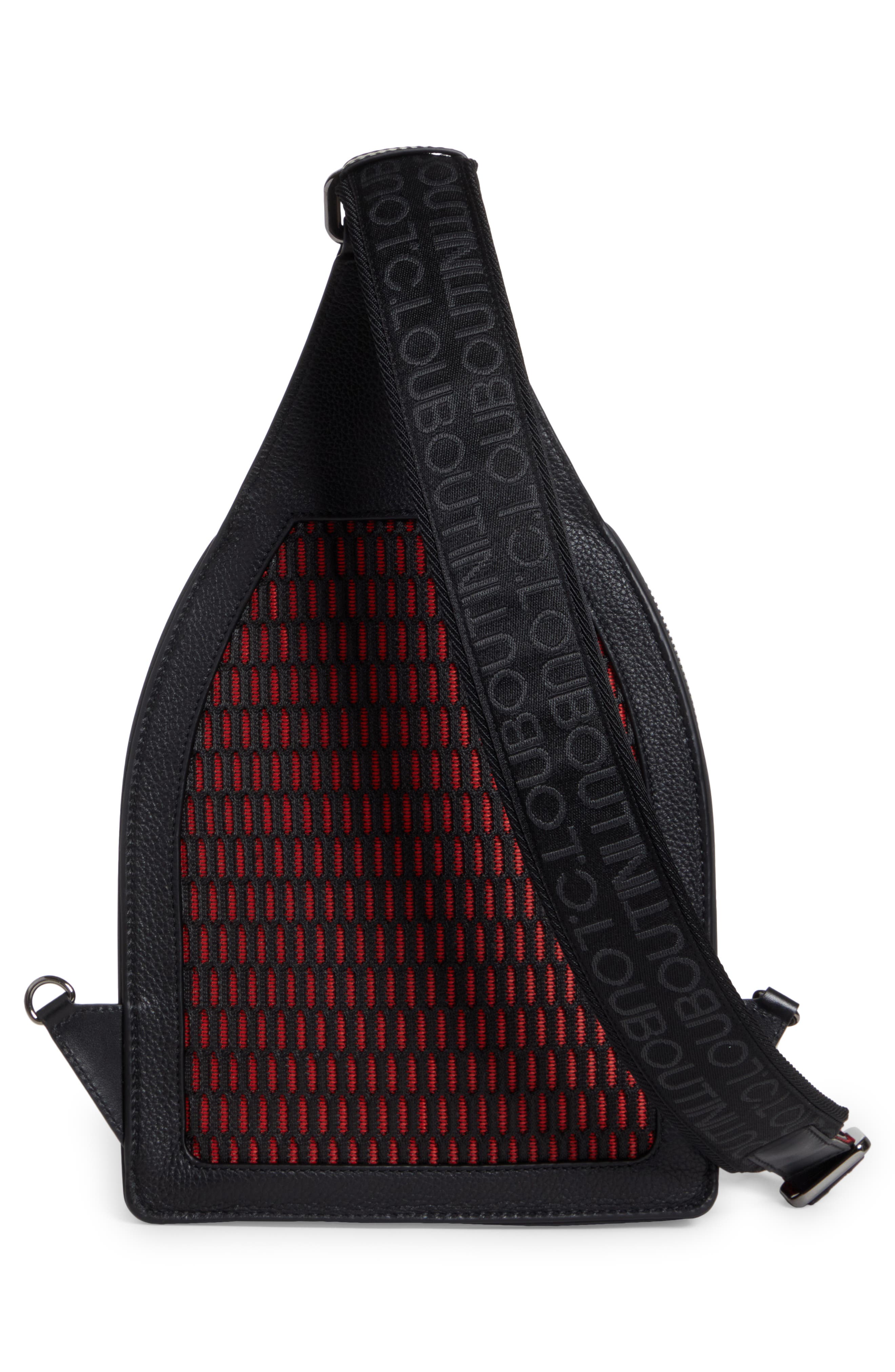 Christian Louboutin Loubifunk Logo Jacquard & Leather Backpack, Alternate, color, 