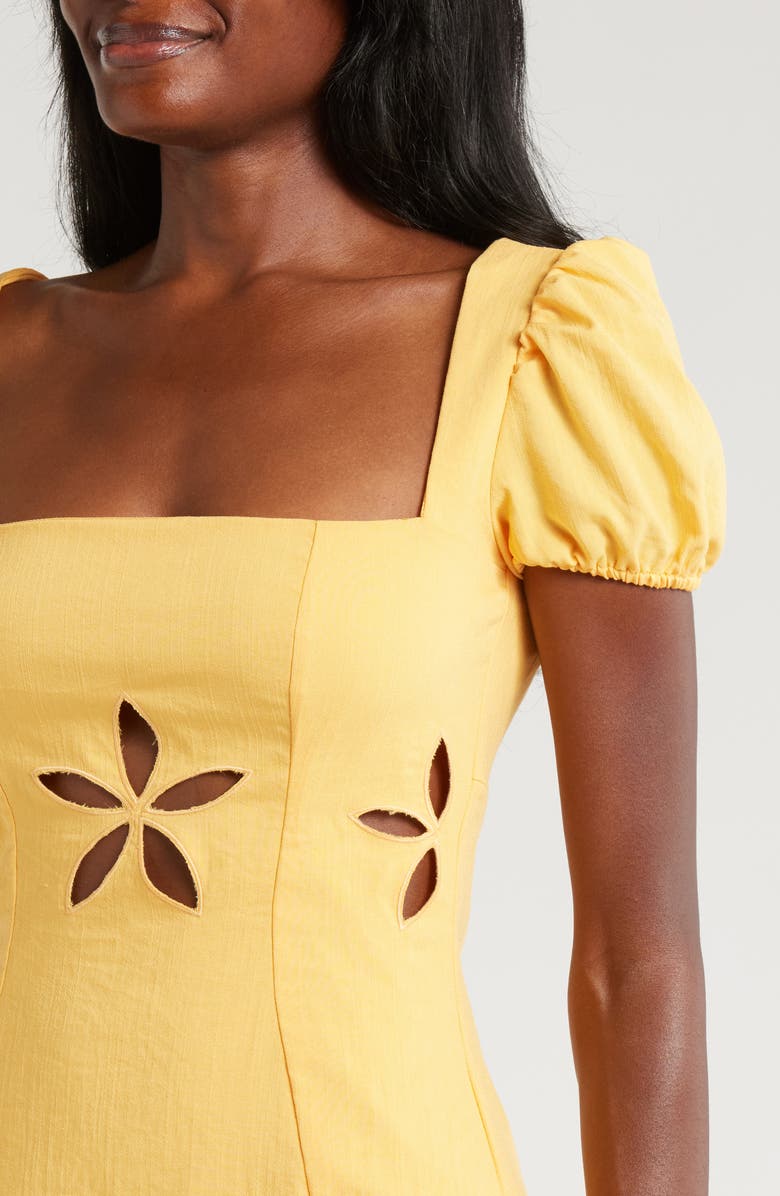 Mistress Rocks Floral Cutout Puff Sleeve Minidress, Alternate, color, 