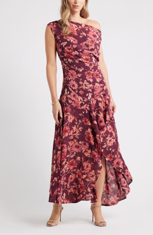 Chelsea28 Cascading Off The Shoulder Evening Dress In Multi