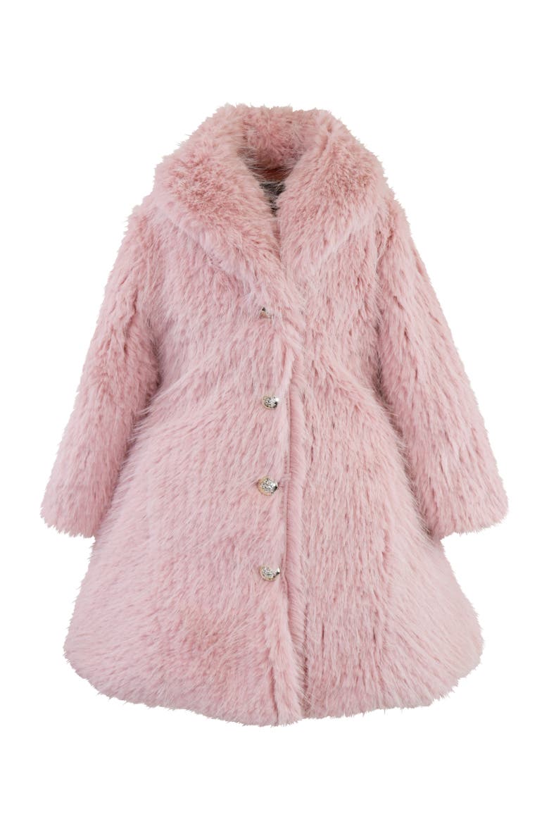 Faux Fur Shawl Flounce Coat, Main, color, Berry Rain Shag