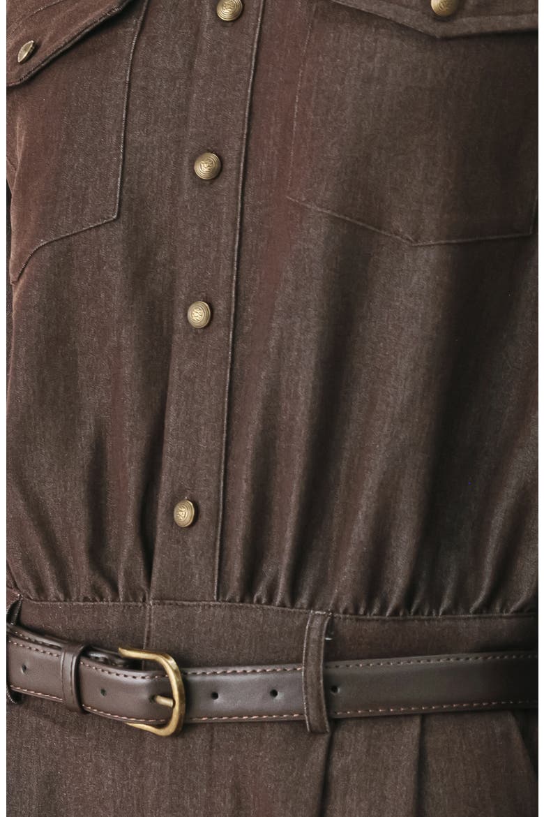 Long Sleeve Belted Romper, Alternate, color, BROWN
