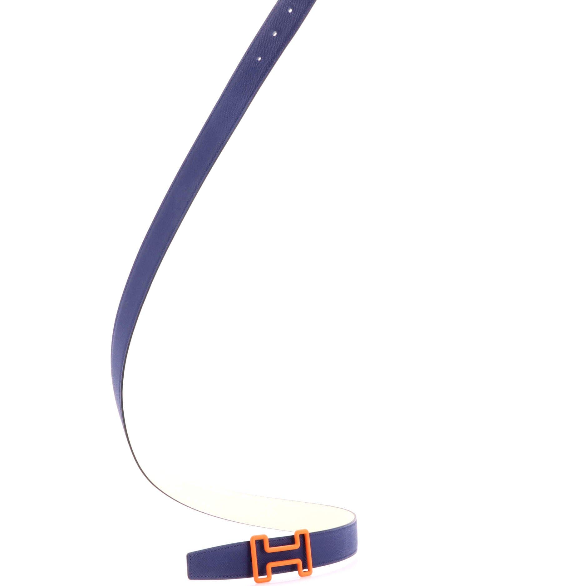 Pre-Owned Hermes Tonight Color Reversible Belt Leather Medium, Alternate, color, Blue