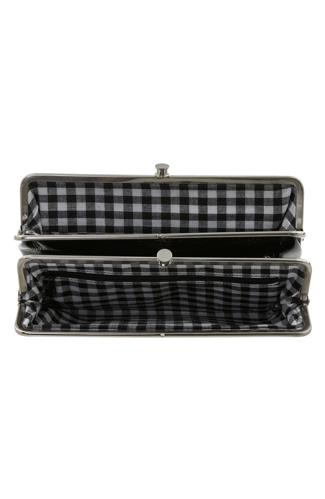 'Belinda' Double Frame Patent Clutch, Alternate, color, BLACK