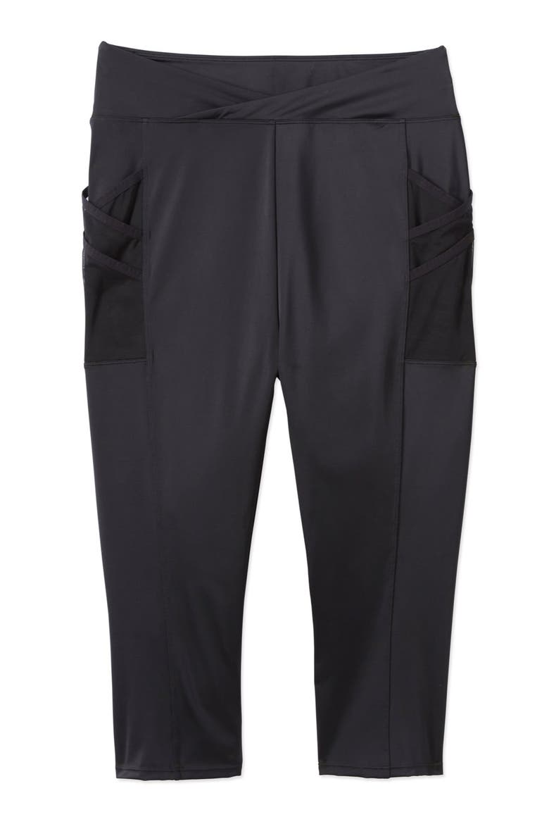 High-Waist Swim Capri With Mesh Pockets, Alternate, color, BLACK