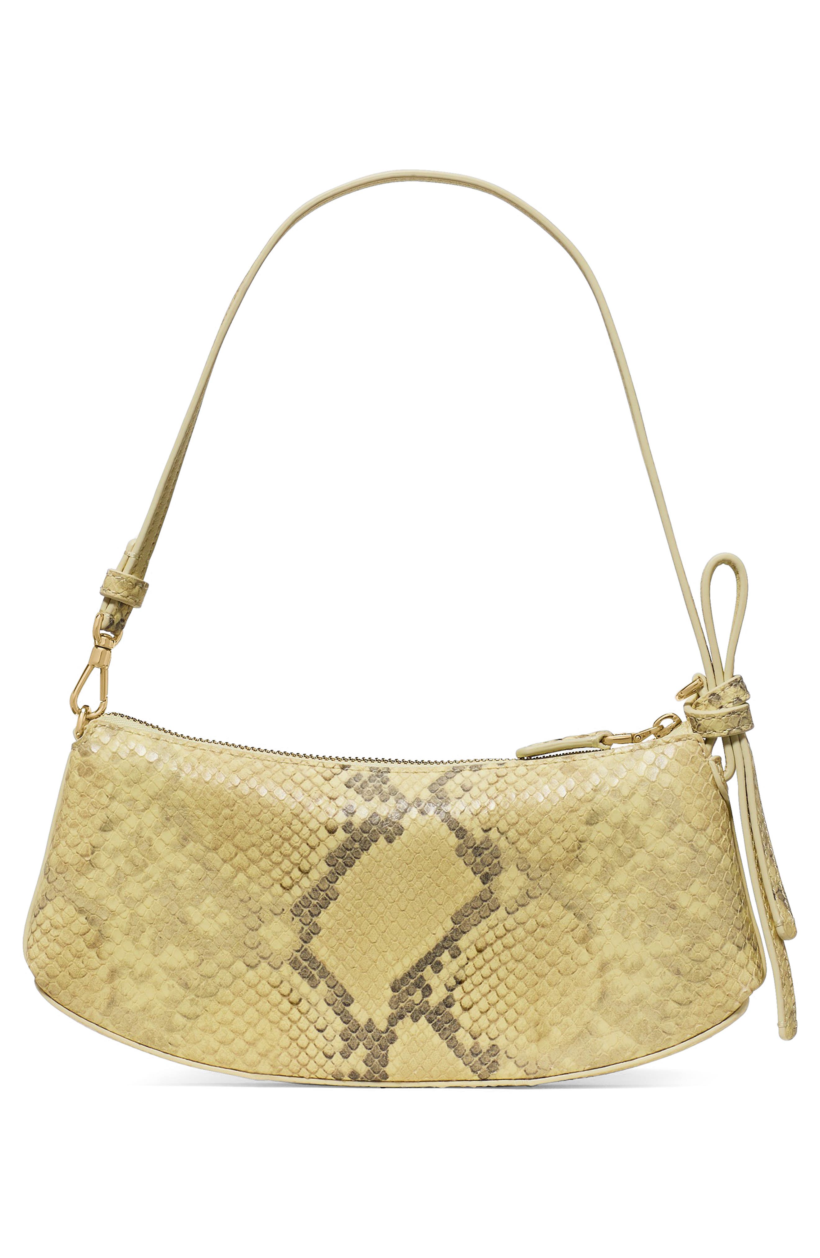 Kate Spade New York loop snakeskin embossed leather pochette shoulder bag, Alternate, color, Pale Citron