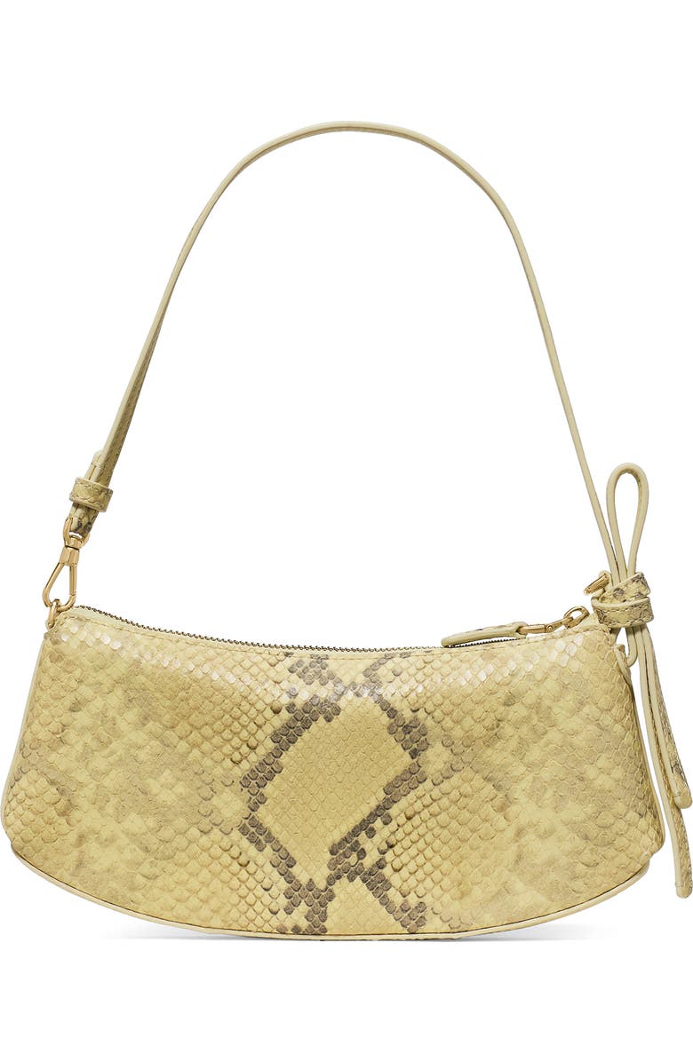 Kate Spade New York loop snakeskin embossed leather pochette shoulder bag, Alternate, color, Pale Citron