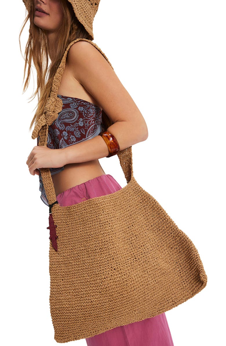 Free People Coastal Crush Straw Tote, Alternate, color, Natural
